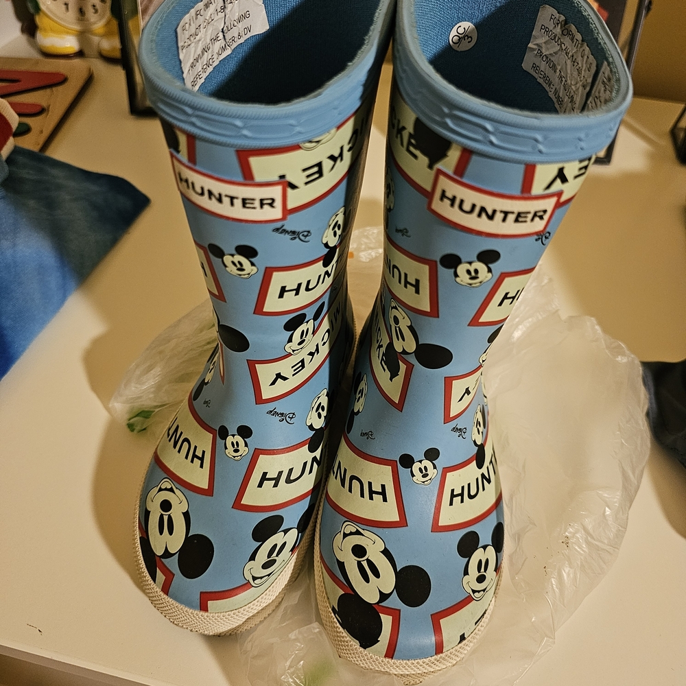 Hunter Kids Blue Mickey Mouse Pattern Boots